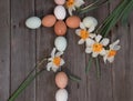 Cross made of Easter Eggers chicken eggs. Royalty Free Stock Photo