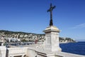 The cross made of iron at the sea coast in Nice