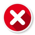 Cross mark icon, button. Flat round X symbol sticker