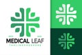 Cross Medical Leaf Logo Design, brand identity logos vector, modern logo, Logo Designs Vector Illustration Template Royalty Free Stock Photo