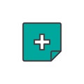 Cross medicine paper document filled outline icon
