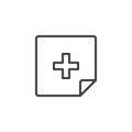 Cross medicine paper document line icon