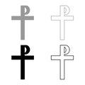 Cross monogram Rex tsar tzar czar Symbol of the His cross Saint Justin sign Religious cross icon set black color vector