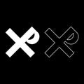Cross monogram Rex tsar tzar czar Symbol of the His cross Saint Justin sign Religious cross icon set white color vector