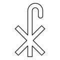 Cross monogram X Symbol Saint Pastor sign Religious cross icon black color outline vector illustration flat style image