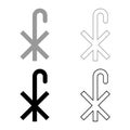 Cross monogram X Symbol Saint Pastor sign Religious cross icon set black color vector illustration flat style image