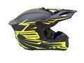 Black bke helmet with green decals side view Royalty Free Stock Photo