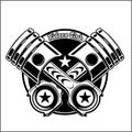 Cross Motorcycle Piston Black and White Emblem,Logos,Badge