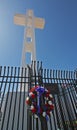 Cross on Mt. Soledad and wreath Royalty Free Stock Photo