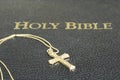 Cross Necklace and Bible Royalty Free Stock Photo