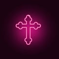 cross neon icon. Elements of Religion set. Simple icon for websites, web design, mobile app, info graphics Royalty Free Stock Photo