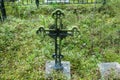 Cross at old beautiful semetery in Finland