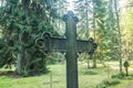 Cross at old beautiful semetery in Finland