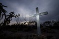 Cross over unknown person tomb in boothill tombstone arizona Royalty Free Stock Photo