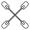 Cross paddle icon, outline style