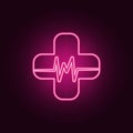 cross and palpitations icon. Elements of Medicine in neon style icons. Simple icon for websites, web design, mobile app, info