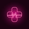 cross and palpitations icon. Elements of Medicine in neon style icons. Simple icon for websites, web design, mobile app, info