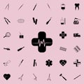 cross and palpitations icon. Medicine icons universal set for web and mobile