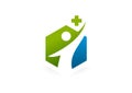 Cross pharmacy healthy body logo design Royalty Free Stock Photo