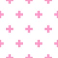 Cross pink and white simple baby scandinavian pattern.