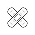 Cross Plasters Outline Flat Icon on White