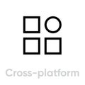 Cross platform ad block icon. Editable line vector.