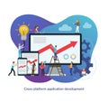 Cross platform app development process concept. Flat design vector illustration Royalty Free Stock Photo