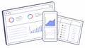 Cross-Platform Data Security on Computer and Mobile Devices, vector design Generative AI Royalty Free Stock Photo