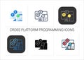 Cross platform programming icons set Royalty Free Stock Photo