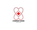 Cross plus heart medical logo icon design template elements