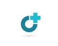 Cross plus medical logo icon design template elements with letter O Royalty Free Stock Photo