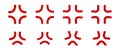 Cross popping veins symbols. Set of anger or irritation effect icons in anime or manga style comics. Angry emotion