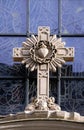 Cross on portal of Parish Church of the Holy Blood in Graz