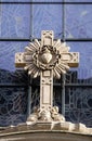 Cross on portal of Parish Church of the Holy Blood in Graz