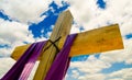 Cross with purple drape or sash for Easter Royalty Free Stock Photo