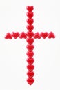 Cross from red hearts