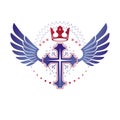 Cross Religious graphic emblem created using imperial crown and