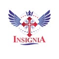 Cross Religious graphic emblem created using imperial crown