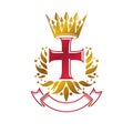 Cross Religious graphic emblem created using imperial crown and