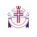 Cross Religious graphic emblem created using imperial crown and