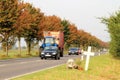 Cross on the roadside in memory of an accident Royalty Free Stock Photo