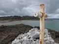 Cross on the Rocher Martin in PlÃÂ©rin Royalty Free Stock Photo