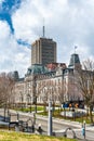 The Cross of Sacrifice and the Parliament Building in Quebec City, Canada Royalty Free Stock Photo