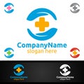 Cross Scure Medical Hospital Logo for Emergency Clinic Drug store or Volunteers Royalty Free Stock Photo
