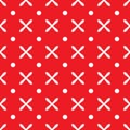 Cross seamless patten background, vector endless geometric pattern. Red and white colors, Christmas motives Royalty Free Stock Photo