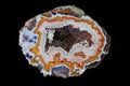 A cross section of the agate stone with geode