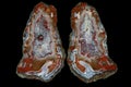 A cross section of the agate stone with quartz geode. Royalty Free Stock Photo