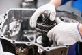 Cross-section of a car gearbox. mechanics work in the garage Royalty Free Stock Photo