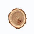 Cross-section of a cut tree trunk with a wavy pattern of annual rings . Royalty Free Stock Photo