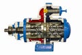 Cross section detail inside vacuum pump for industrial isolate on white background